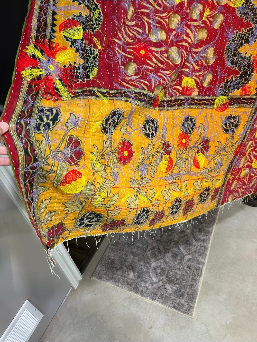Kantha Sari Throw 82x96